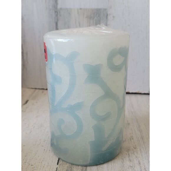 Pier 1 Imports candle pillar cornflower spring Easter decor purple swirl - Picture 3 of 6